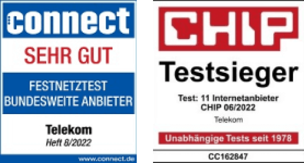 Testsiegel Chip Testsieger Internetanbieten und Sehr gut bei Connect Festnetztest bundesweite Anbieter