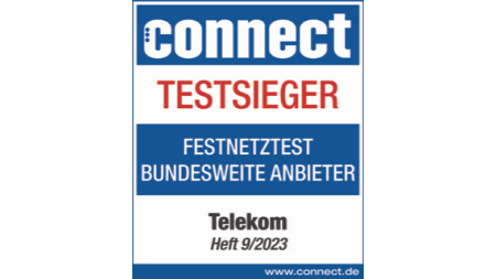 Testsiegel Connect, Testsieger, Festnetztest Bundesweite Anbieter 2023, Telekom