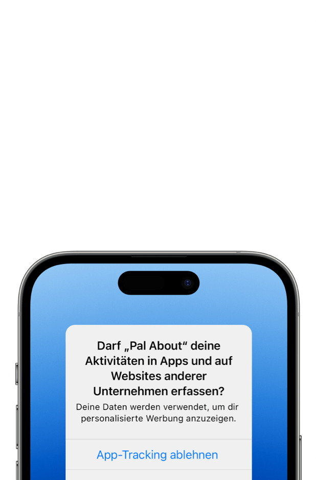 iPhone Display mit einer Meldung in der man einer App das Tracking erlauben oder ablehnen soll