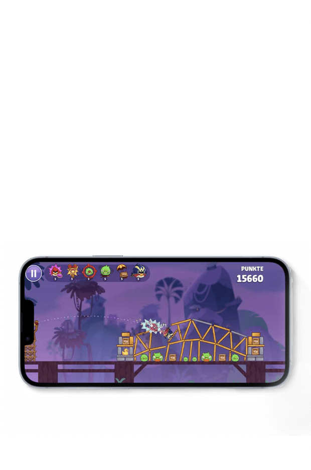 iPhone in Landscape auf dem grade Angry Birds gespielt wird