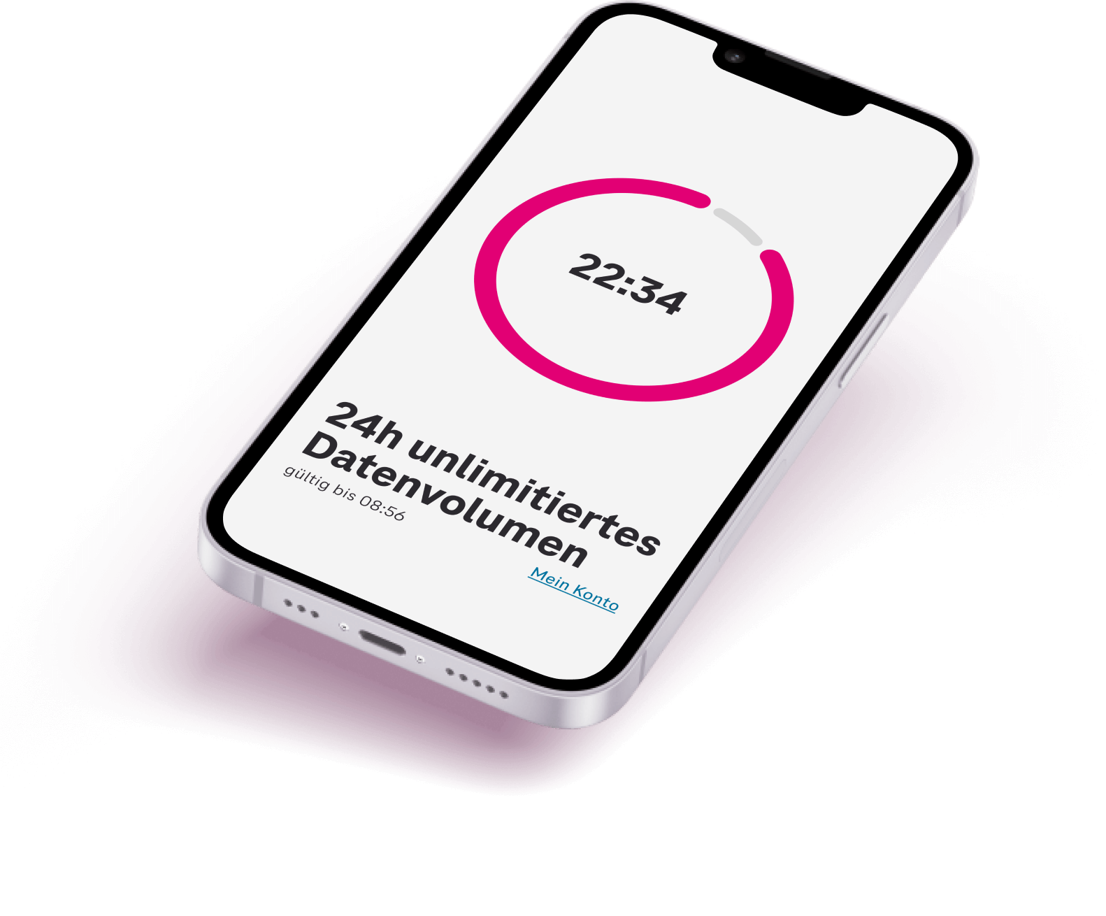 Pop-Up auf einem Smartphone informiert über 24 Stunden unlimitierte Daten geschenkt