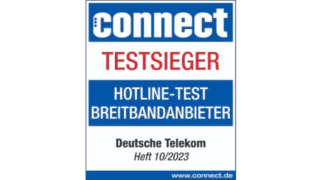 Testsiegel Connect, Testsieger Hotline-Test Breitbandanbieter, Heft 10/2023, Deutsche Telekom
