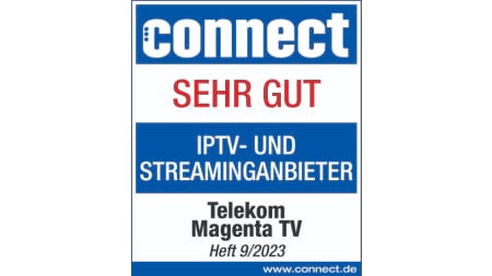 Testsiegel Connect, Sehr gut, IPTV- und Streaminganbieter, Telekom MagentaTV, Heft 09/2023
