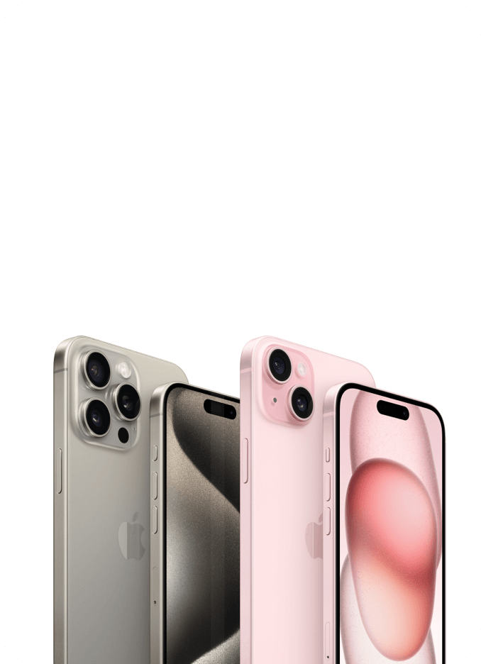 Ein iPhone 14 und iPhone 14 Pro von vorne und hinten