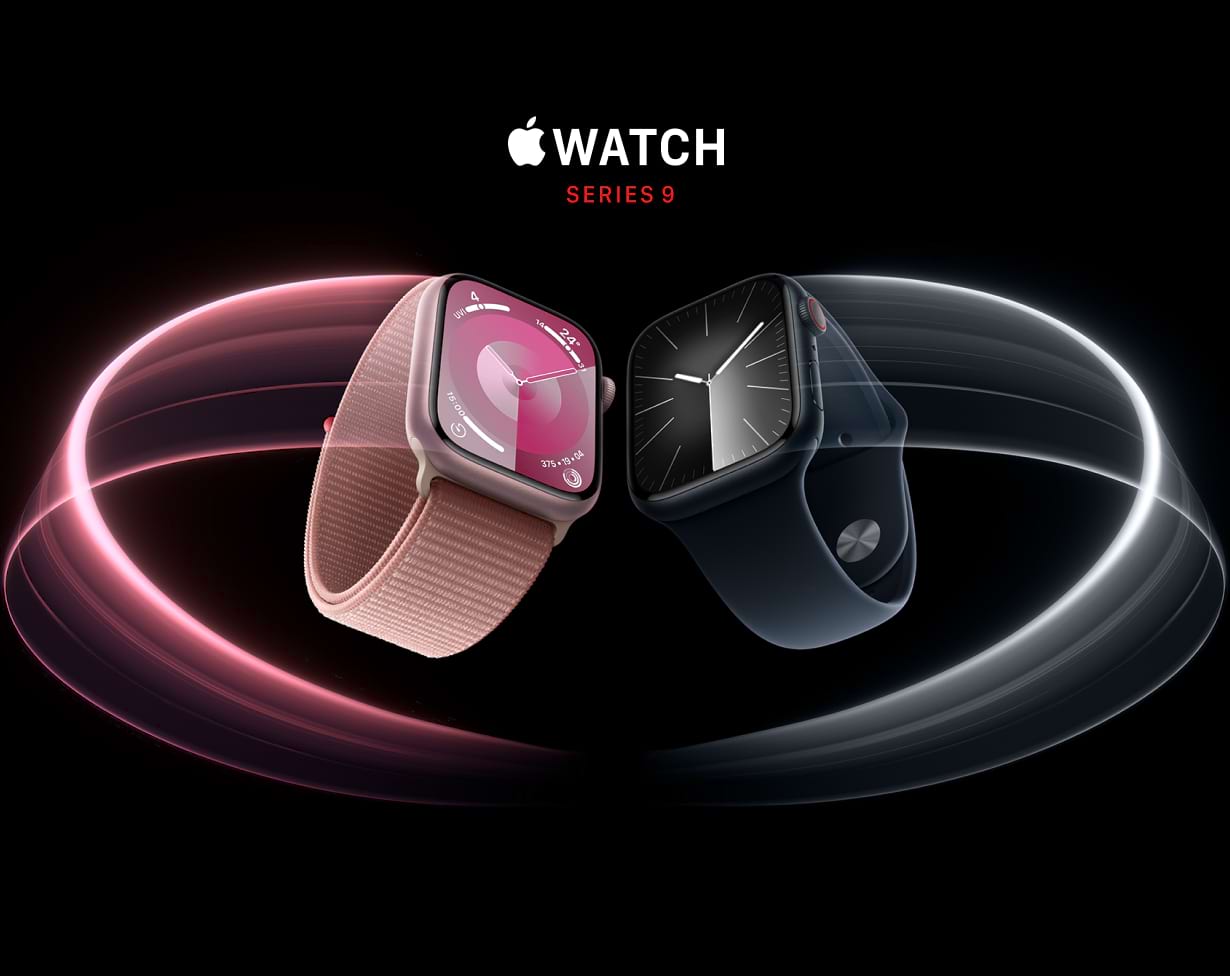 Apple Watch Series 9 in Pink und Schwarz