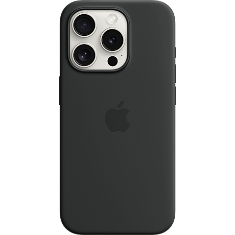 Apple Silikon Case iPhone 15 Pro mit MagSafe - schwarz 99934702 vorne