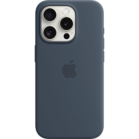 Apple Silikon Case iPhone 15 Pro mit MagSafe - sturmblau 99934848 vorne