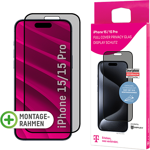 Displex Privacy Display Glas Apple iPhone 15 - 15 Pro - transparent 99934476 vorne