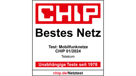 Testsiegel CHIP, Bestes Netz, Test Mobilfunknetze, CHIP 01/2024, Telekom