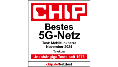 Testsiegel CHIP, Bestes 5G-Netz, Test Mobilfunknetze, CHIP 01/2024, Telekom