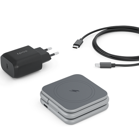 epico Mag+ Faltbarer Wireless Ladegerät - grau 99934938 seitlich