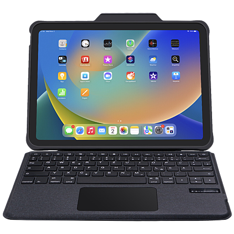 DEQSTER Rugged Touch Keyboard Apple iPad 10.9 - schwarz 99934804 vorne