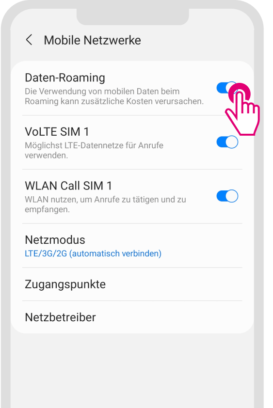 Datenroaming für Android aktivieren - Schritt 3