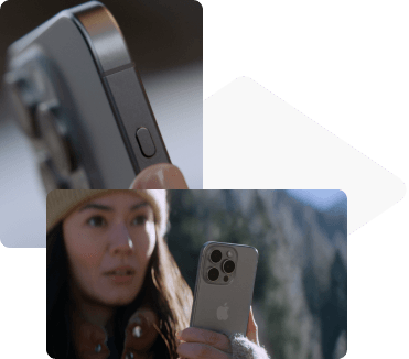 Frau hält iPhone 15 Pro in der Hand
