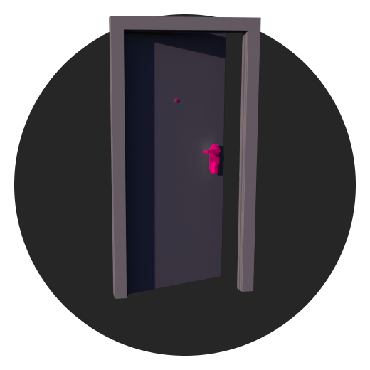 Illustration einer Wohnungstür als Symboldbild für die direkte Verlegung des Glasfaseranschlusses bis in die Wohnung