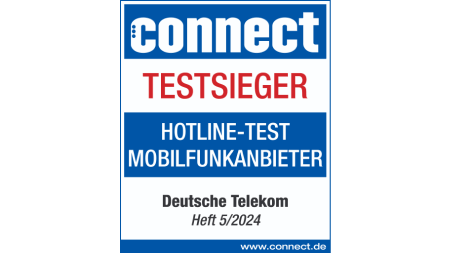 Testsiegel Connect Testsieger, Hotline-Test Mobilfunkanbieter, Deutsche Telekom, Heft 05/2024
