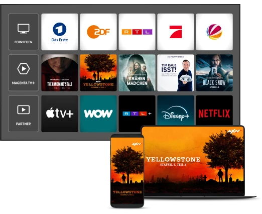MagentaTV auf verschiedenen Geräten wie Smartphone, Tablet und TV