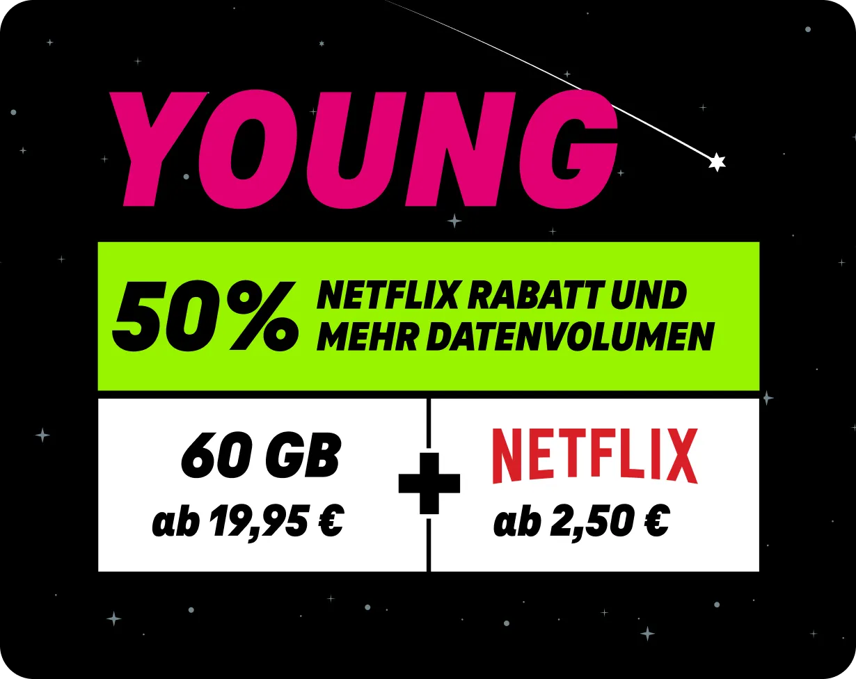 Young-Angebot: Datenvolumen + Netflix zum Aktionspreis