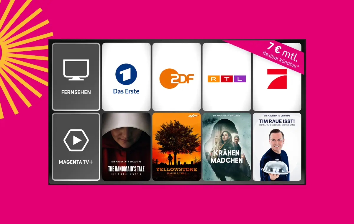 MagentaTV Flex Interface mit verschiedenen TV-Sendern