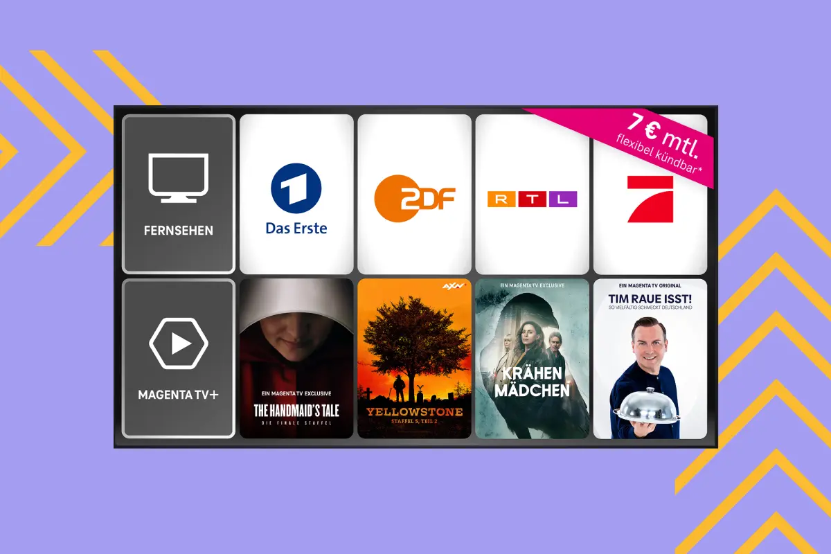 MagentaTV Flex Interface mit verschiedenen TV-Sendern