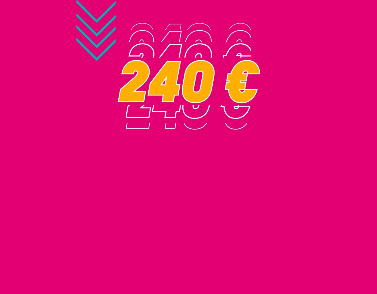 240 Euro als großer Schriftzug im Telekom-Design mit Echo-Effekt