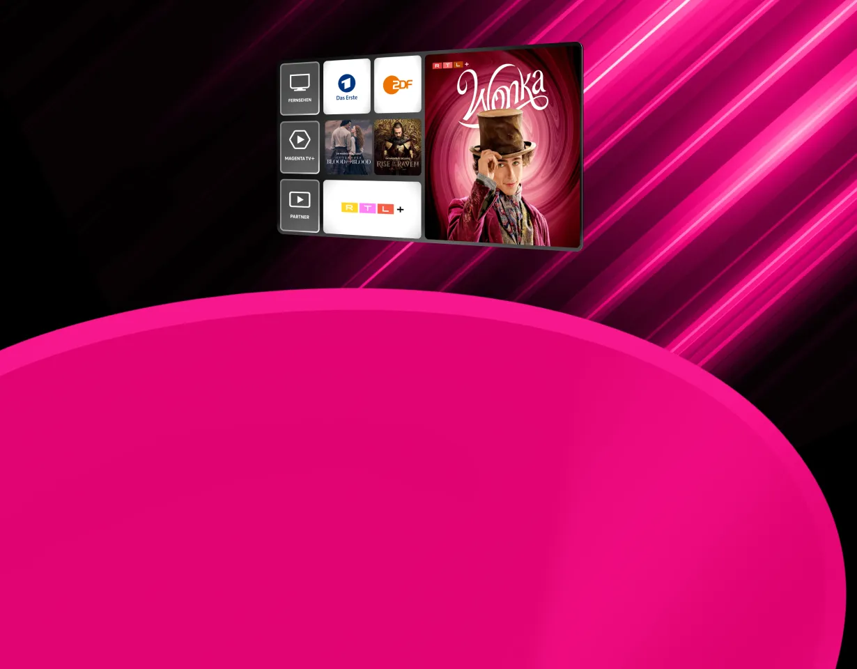 MagentaTV Smart Interface mit Das Erste, ZDF, RTL+ und Highlights wie WONKA