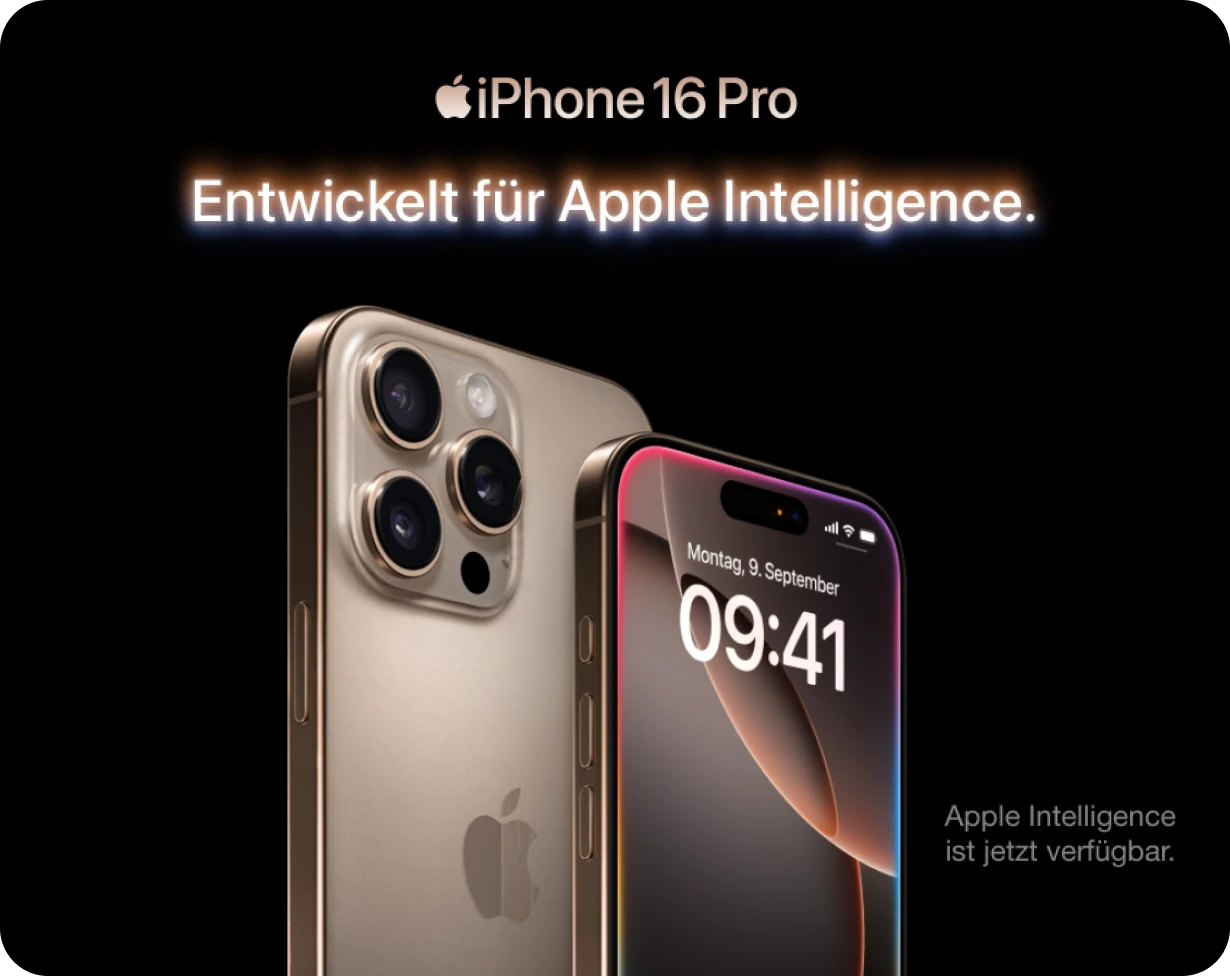 Apple iPhone 16 Pro. Entwickelt für Apple Intelligence. Apple Intelligence ist jetzt verfügbar.