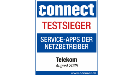 Testsiegel connect Testsieger Service-Apps der Netzbetreiber, Telekom, August 2025