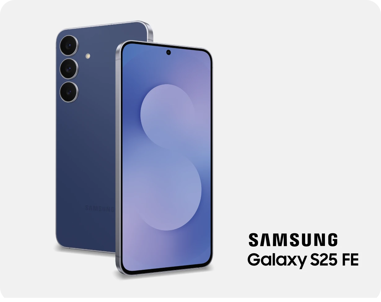 Das neue Samsung Galaxy S25 FE in Front- und Rückansicht