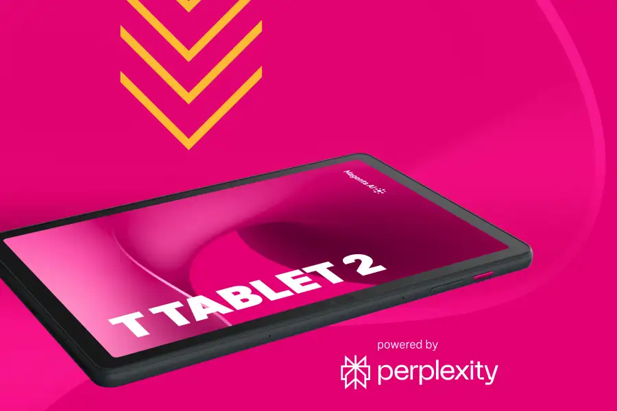 Das T Tablet 2 mit Magenta AI. Powered by perplexity.