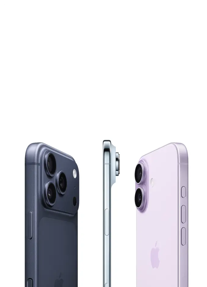 iPhone 17 Pro, iPhone 17 Air und iPhone 17 in Seitenansicht