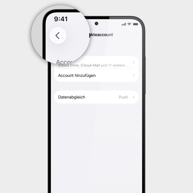 Screenshot iPhone mit Fokus auf Button Zurück