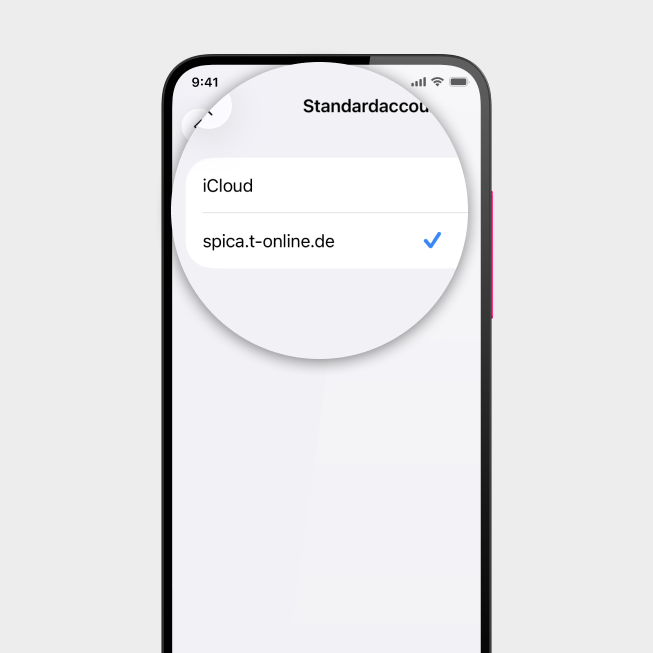 Screenshot iPhone mit Fokus auf Feld des angelegten Accounts