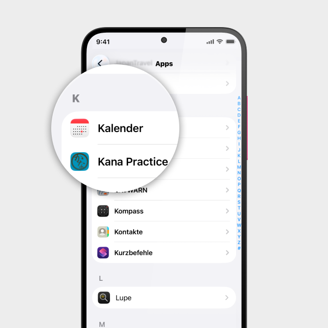 Screenshot vom iPhone mit Fokus auf Icon Kalender