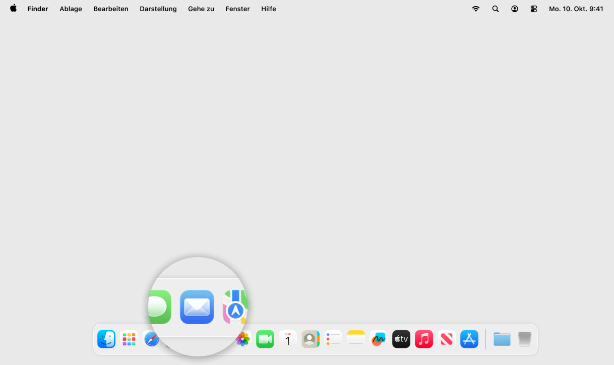 Screenshot MacOS mit Fokus auf Icon Mail