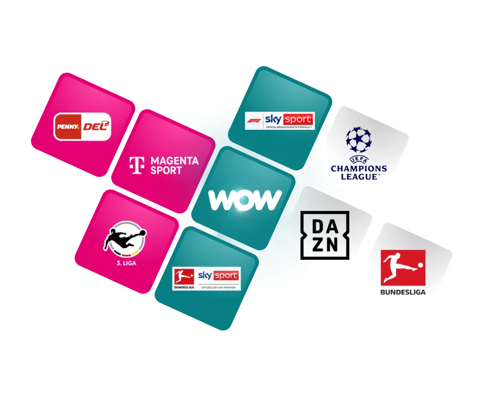 MegaSport Option bei MagentaTVmit den Paketen von WOW Live-Sport von Sky Sport inkl. WOW Premium, DAZN Unlimited und MagentaSport live