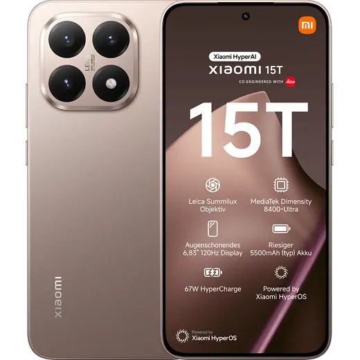 Xiaomi 15T in Rose Gold von vorne und hinten