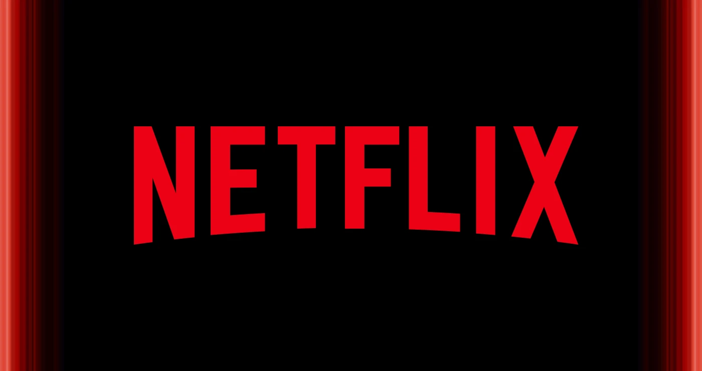 Netflix Logo auf schwarzem Hintergrund.