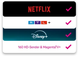 Netflix, RTL+, Disney+ sowie 160 HD-Sender & MagentaTV+ enthalten