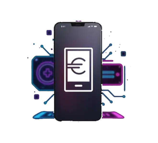 Ein Smartphone mit einem Euro Symbol im Bildschirm.