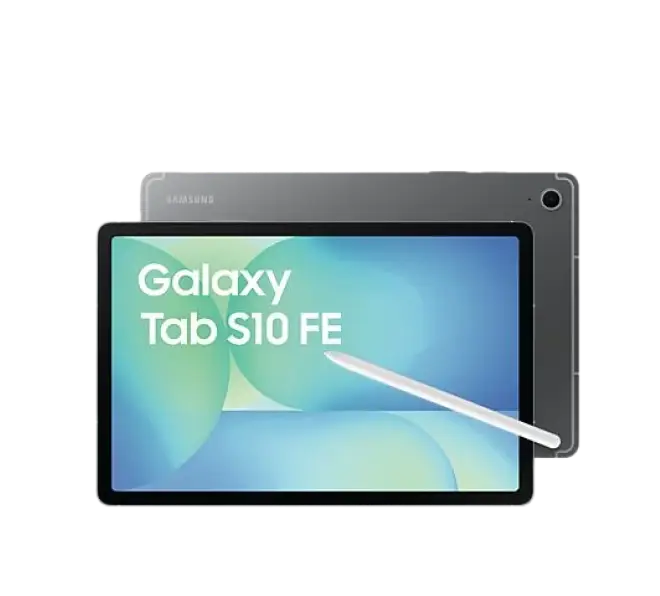Produktbild eines Samsung Galaxy Tab S10 FE. In grau, mit 1 Kamera Linse.