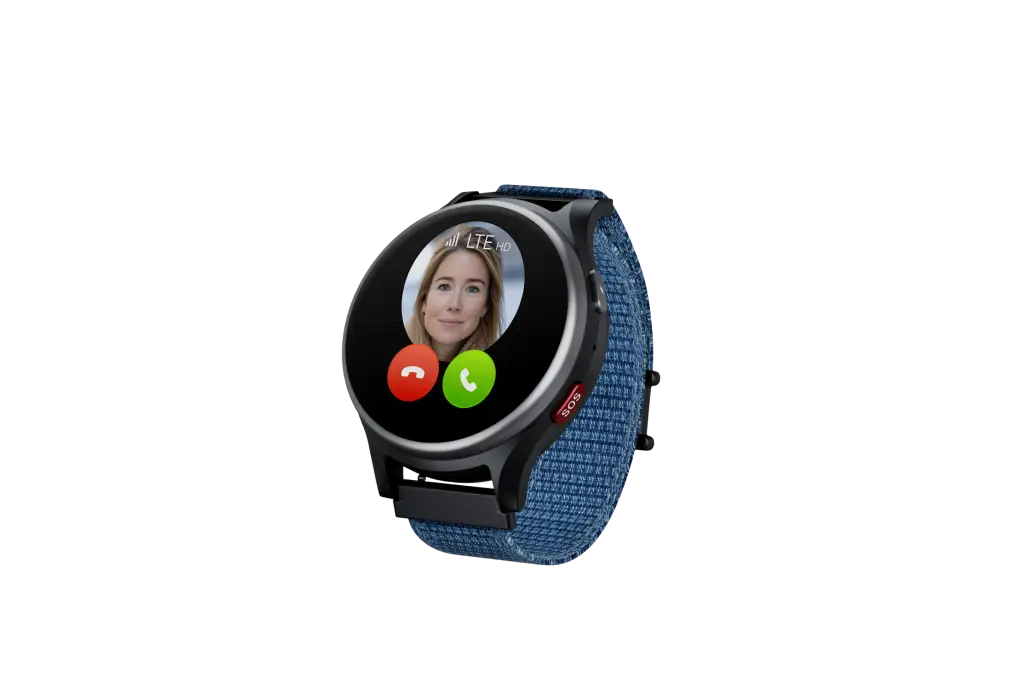 Produktbild einer Kinderuhr Anio 6. In schwarz, mit einem blauen Band.