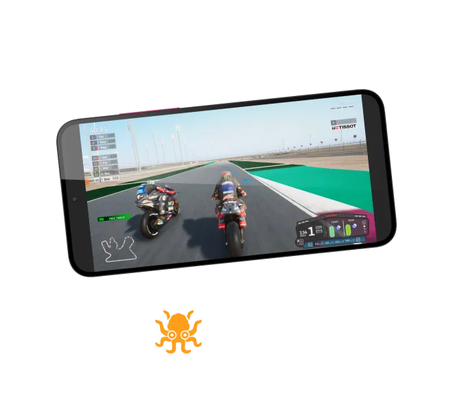 Sora Cloud Gaming. Ein Bildschirm zeigt ein Spiel.