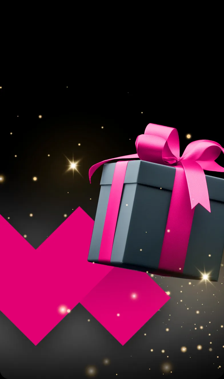 Ein illustriertes Geschenk mit funkelnden Sternen