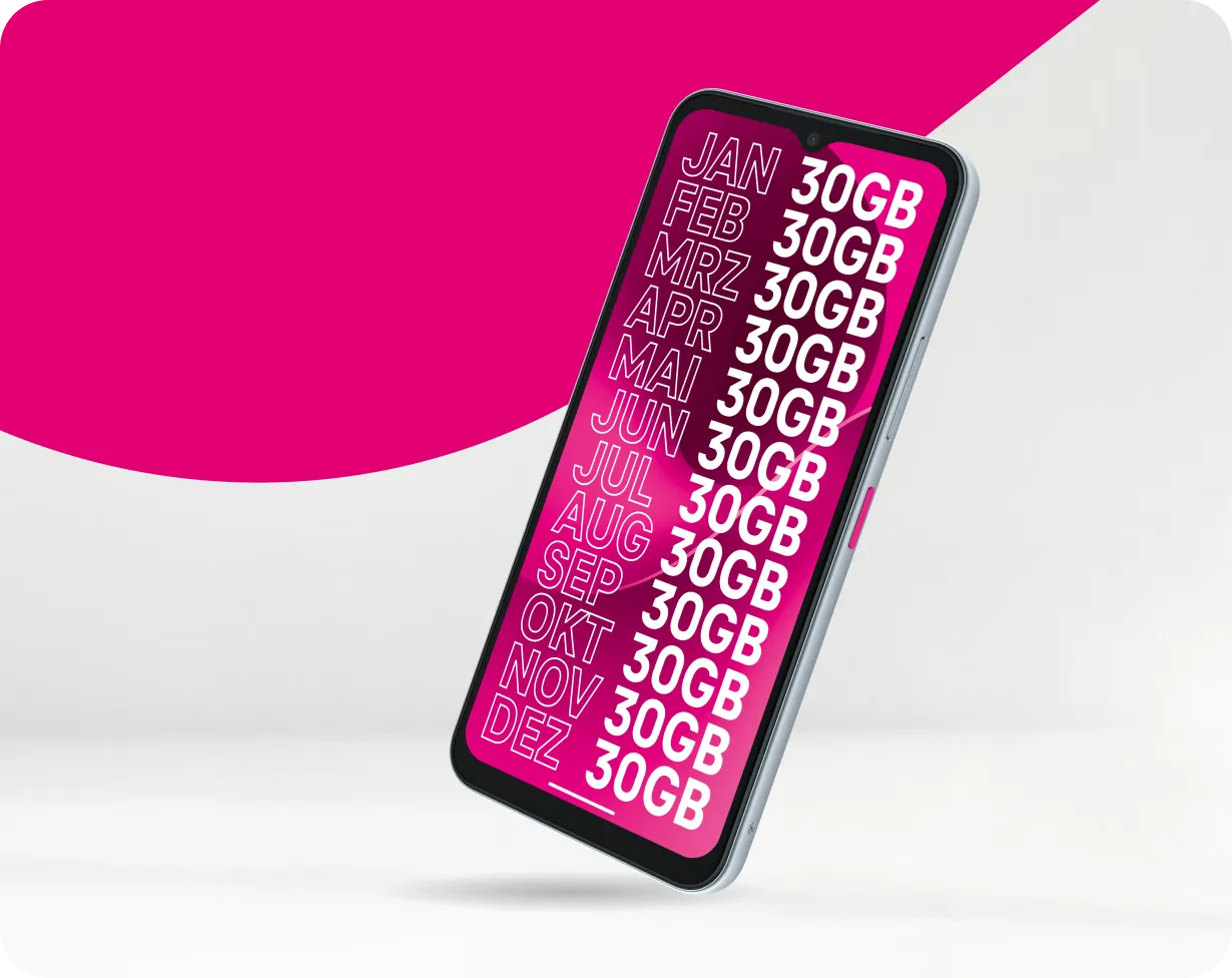 T Phone 3 mit magentafarbenem Display.