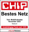Laut CHIP Bestes Netz - Test: Mobilfunknetze, November 2025