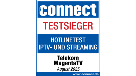 Testsiegel Testsieger Hotlinetest IPTV- und Streaming, Telekom MagentaTV, August 2025