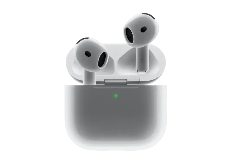 Produktbild der Apple AirPods 4 mit Ladebox.
