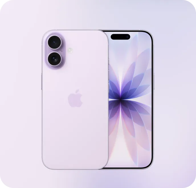 Produktbild eines Apple iPhone 17. In kosmisch Lavendel, mit 3 Kamera Linsen.