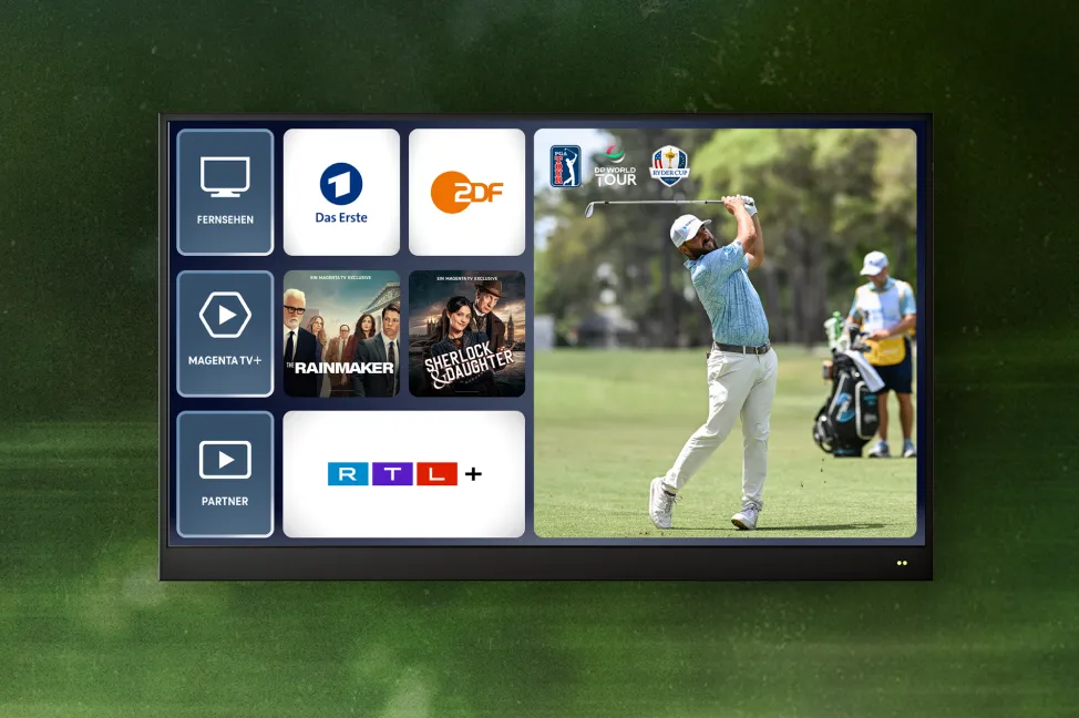 Fernseher mit MagentaTV Golf auf dem User Interface